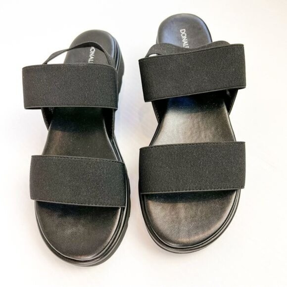 Donald J. Pliner Womens Black Lue Stretch-Strap Flatform Sandals size 8 - Picture 2 of 10